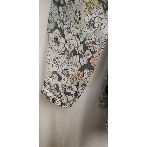 MOTHERHOOD Maternity Round Neck Floral Chiffon Multicolor Gray Blouse Size XS - Picture 9 of 11